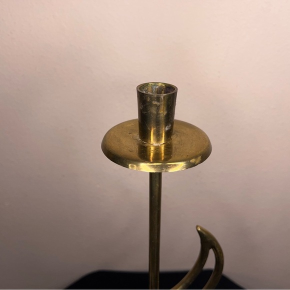 Vintage 90s Celestial Brass Moon Candlestick Goth Retro 14” Height - Picture 4 of 13